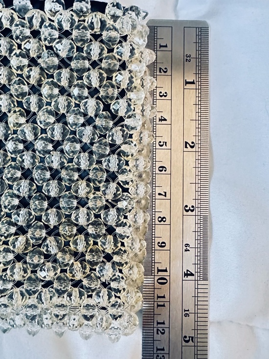 Vintage Crystal Fishnet Mesh Clutch Champagne Beaded Evening Bag Wedding Bridal - Picture 2 of 12